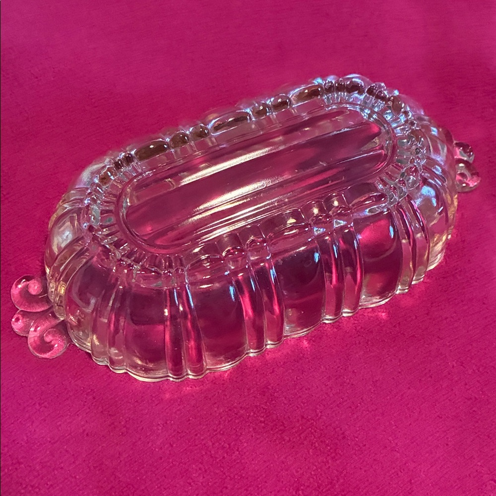 Vintage Pink Depression Dish w/handles